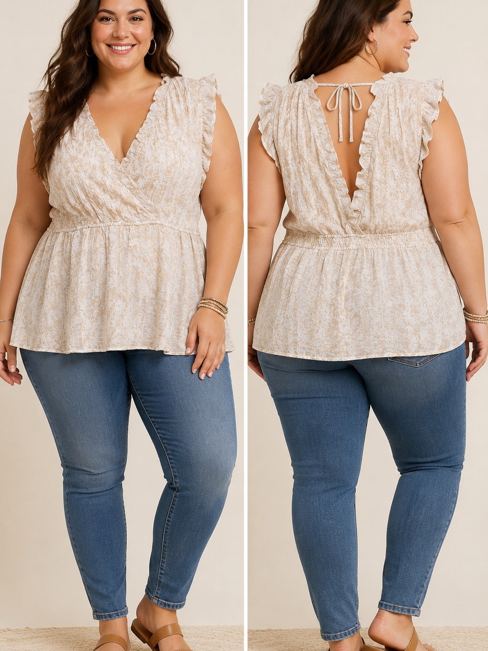 Torrid 2X Ruffle Surplice Blouse |
Cream Beige | Sheer Boho Flowy Top